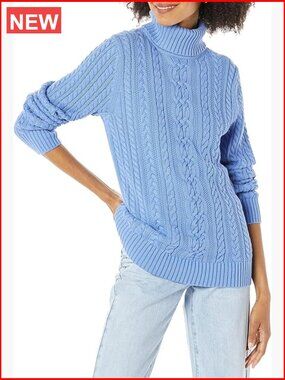 Long Sleeve Fisherman Cable Knit Turtleneck Sweater